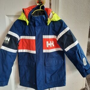 Helly Hansen Blue and Red Jacket with Yellow Hood